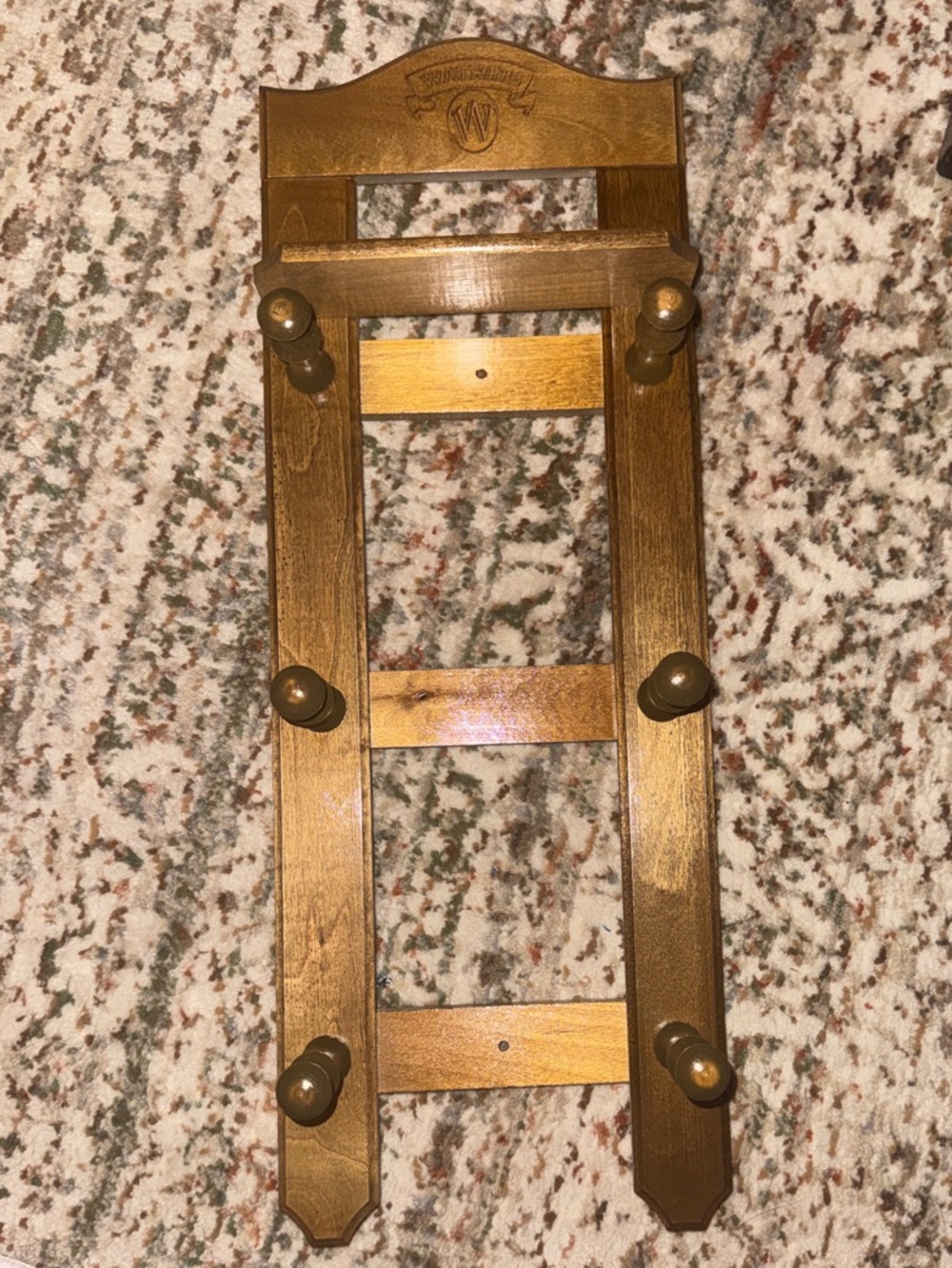 Vintage Watkins Wood Wall Peg Rack - Warm Honey Brown